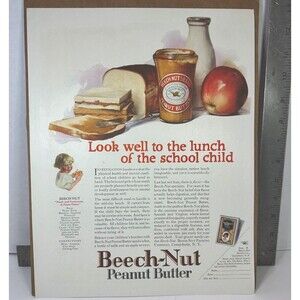 1920s Beech Nut Peanut Butter Vintage Print Ad  School Child Lunch-READ